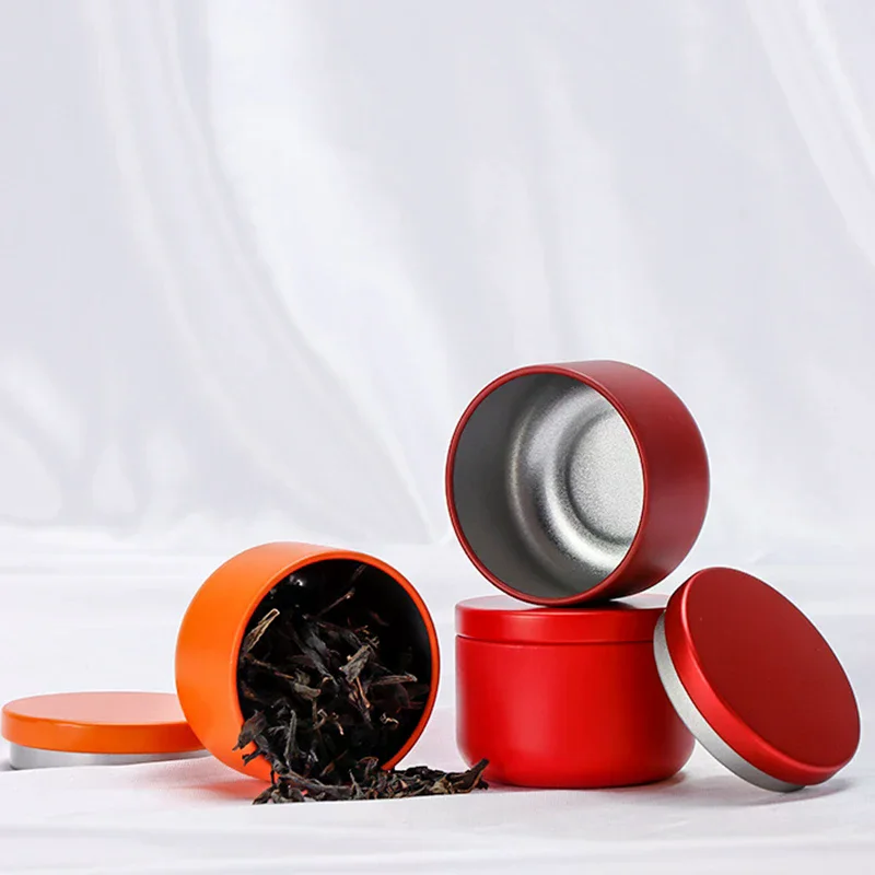 1/5Pcs Portable Tea Canister Mini Empty Pot Tea Box Candy Round Cans Thickened Iron Herb Sealing Jar Spice Storage Organizer