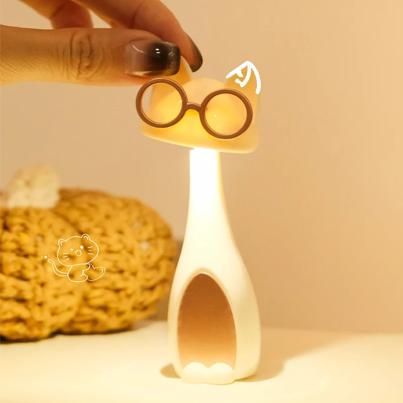 Luce notturna a LED Cartoon Cute Pet Cat Ricarica USB Luce notturna a LED Camera da letto Comodino Luce per dormire Dormitorio Decorativo come regalo