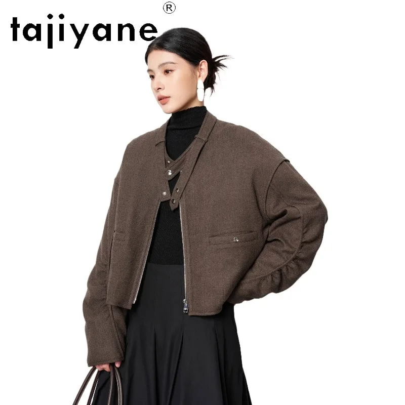 TAJIYANE 100% Wool Goose Down Jacket Short Coats for Woman Warm Puffer Jacket Thick Women Winter Coat Loose Куртка Женская 2026