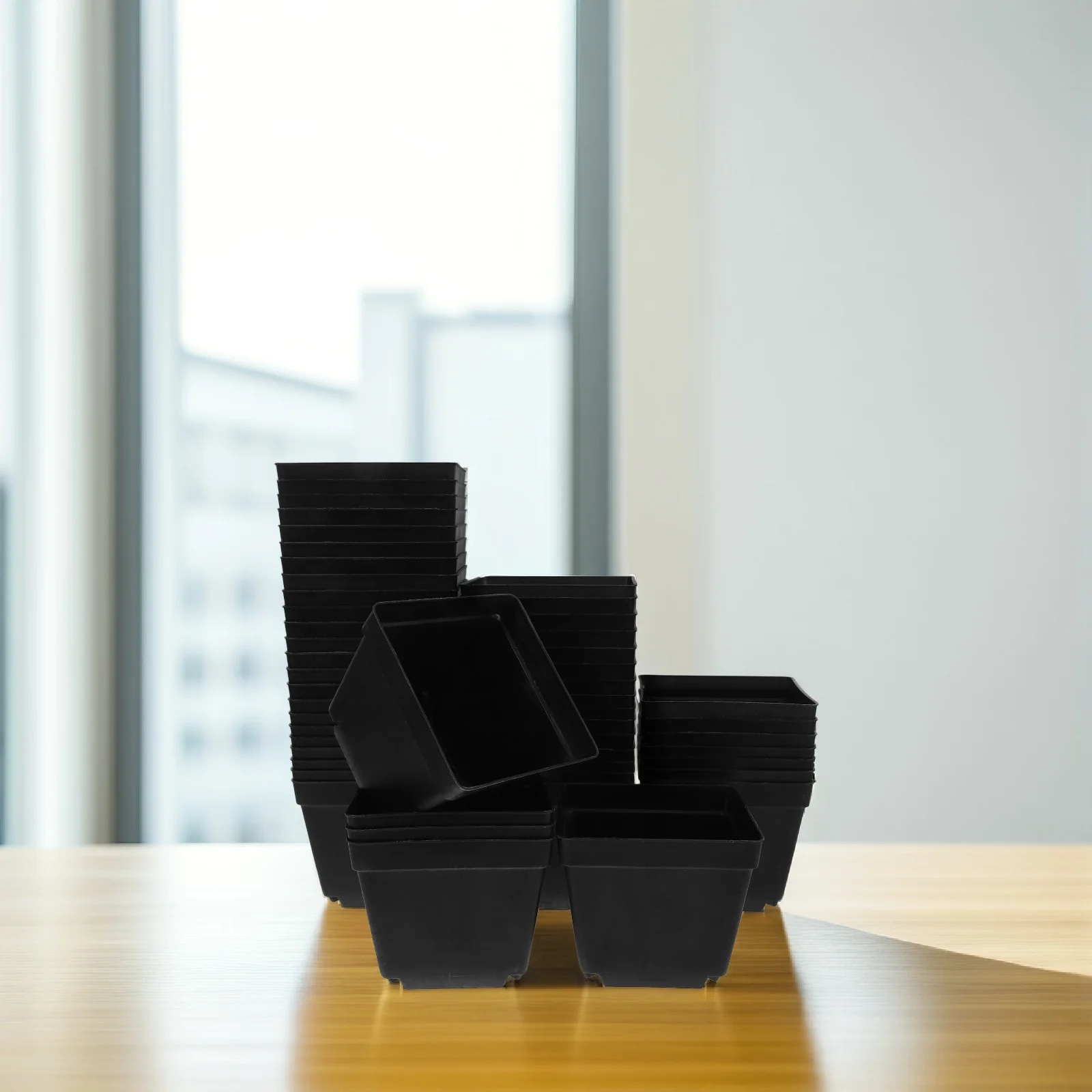 

50 Pcs Mini Plastic Vase Small Flower Pot Black Container Indoor Plant Shelf Succulent Decor Home Office Garden Supplies