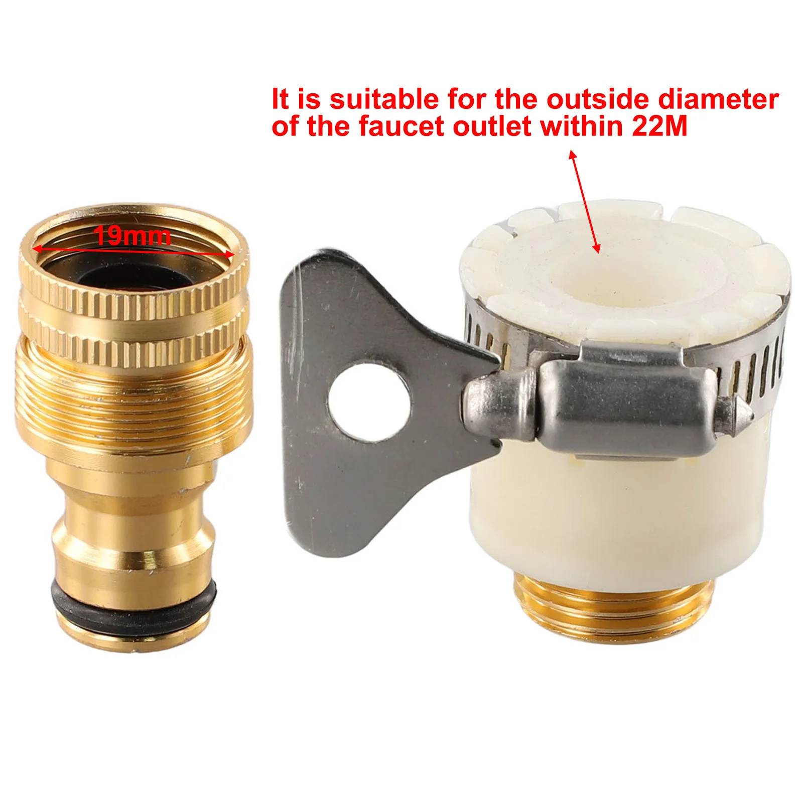 Tap Connector Faucet Adapter Aluminium Alloy Pipe Washing Machines Water Hose White&Gold 1 Set 15-23mm Dishwashers