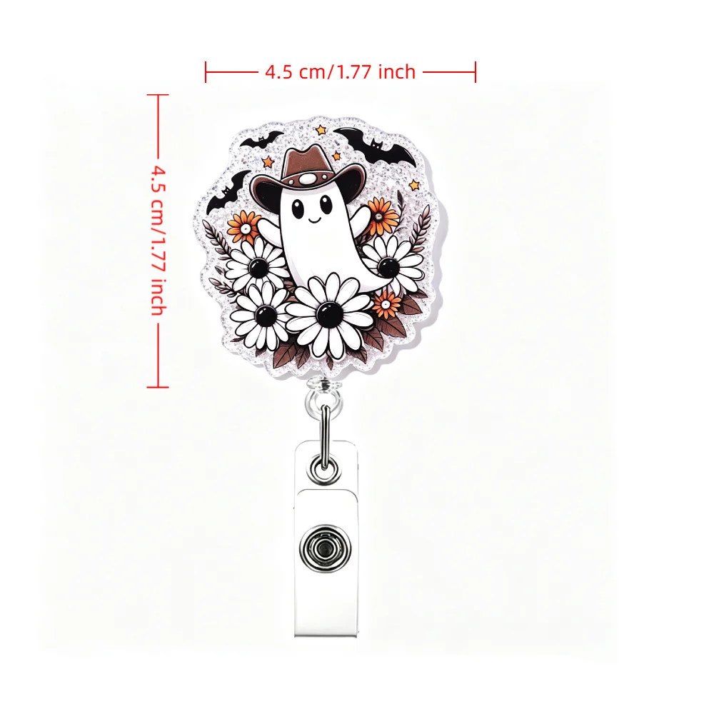 Halloween Badge Reel for Nurses, Retractable ID Holder with Strong Alligator Clip & Swivel, Cute Work Accessory Gift