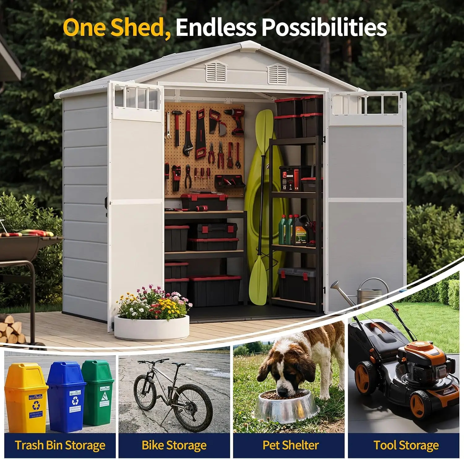 Plastic Storage Shed 6 X 4 5 FT Outdoor Ground Floor Storage Unit