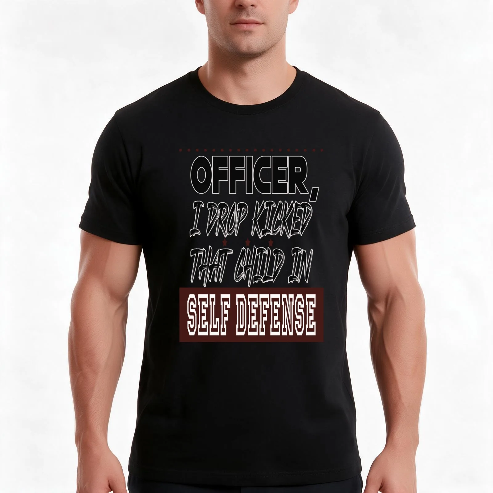 Officer I Drop Kicked That Child In Self Defense T-Shirt, Summer Casual Cotton Tee, Oversized Streetwear Tops, Unisex Men Women