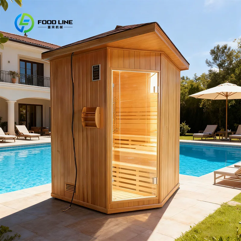 Customized Indoor Dry and Wet Steam Combined Sauna House Hemlock Red Cedar Wood 1-3 Person Sauna Cabin