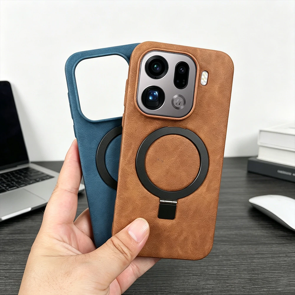 Étui en cuir avec anneau magné - Oppo Find X8 avis et prix