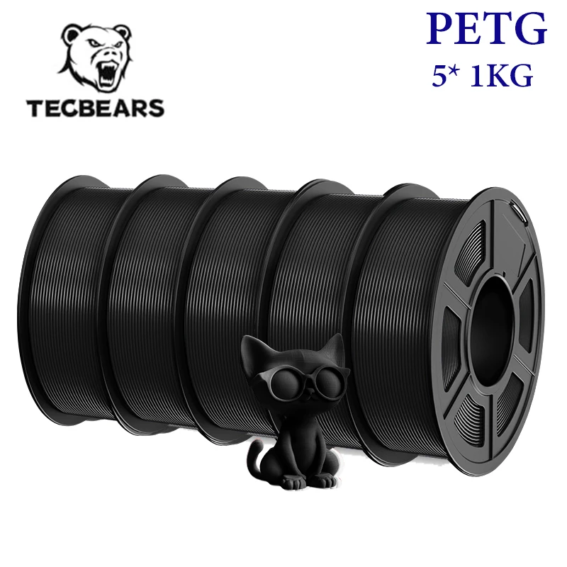 TECBEARS 3D Filament 5KG PETG/HSMPETG/PLA/PLA PLUS/HSMPLA/ABS 1.75mm Netjes Gewonden Kleurrijke 3D Filamenten voor de Meeste FDM 3D Printers