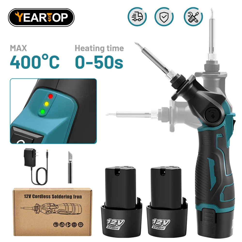 Electric Soldering Iron Adjustable Temperature Constant Portable Smart Fast Heating Digital Welding Station 30W For 12V Battery