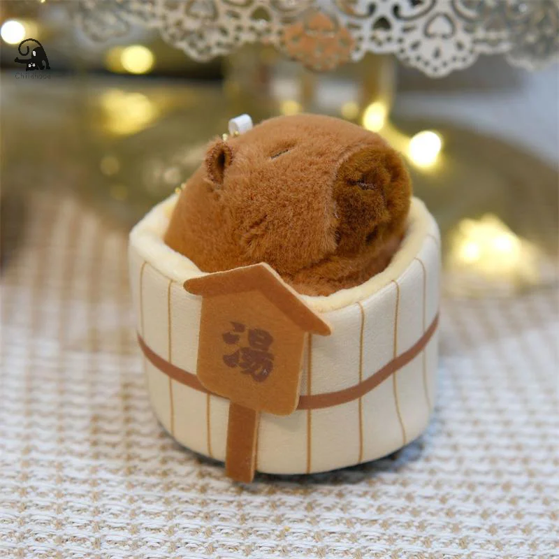 Cute Cartoon Hot Spring Capybara Plush Toy Doll Backpack Hanging Ornaments Keychain Bag Pendant Couple Accessories Birthday Gift