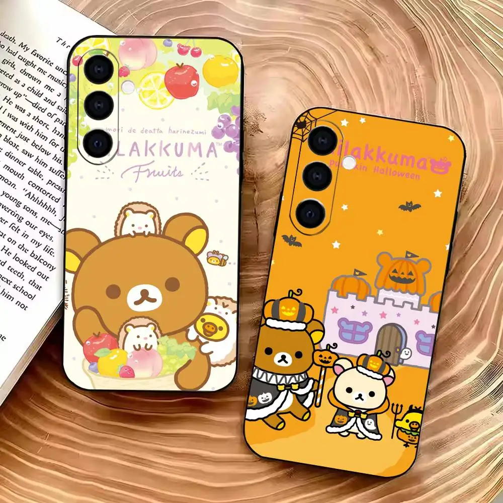Hot cute R-rilakkuma-S bear relax  Painted Phone Case For Samsung A73 20,21s,22,31,32,52,53,72 Soft Protective Cover