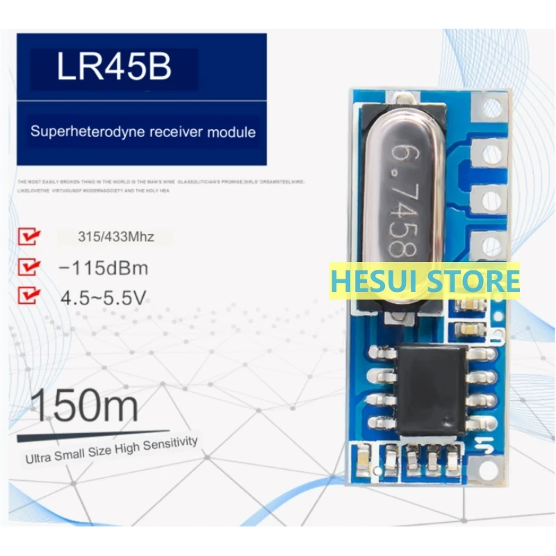 LR45/35B superheterodyne receiver module 315/433M high-sensitivity long-distance wireless remote control module