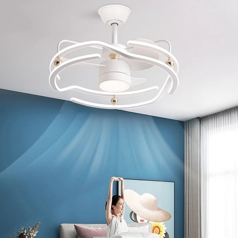 American Ceiling Fan Lights Intelligent Voice Living Dining Room Variable Frequency Remote Control Bedroom LED Ceiling Fan Lamps