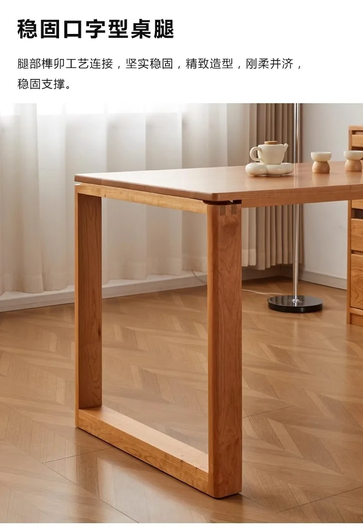 Nordic Solid Wood Cherry Dining Side Cabinet Rotatable Push Pull Table Integrated Household Tea Cabinet Multi Functional