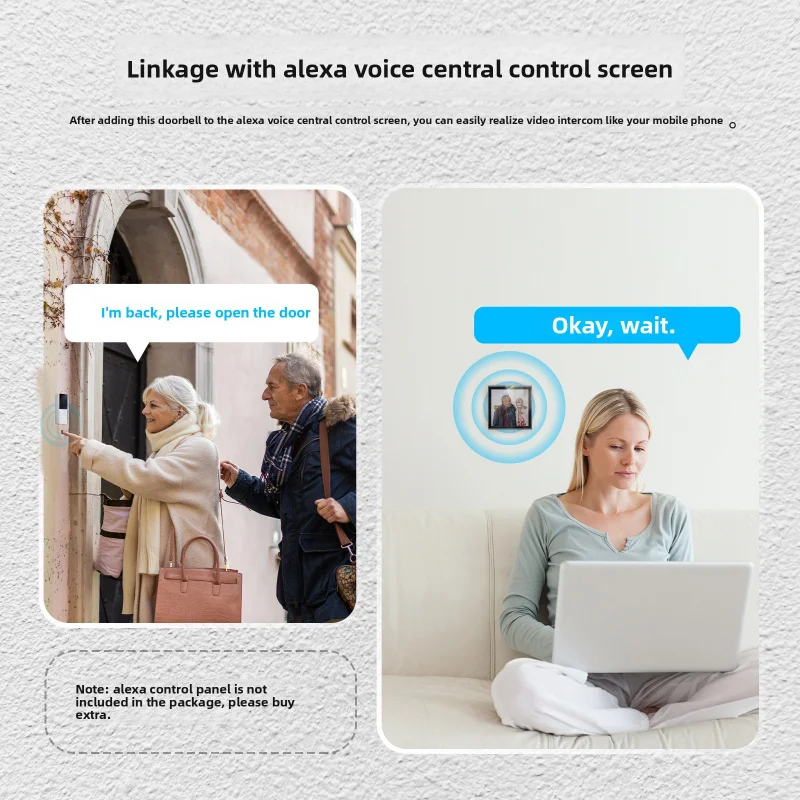 Tuya Smart WiFi Video Doorbell Camera - 2-Way Audio Intercom|     Wireless|     Night Vision|     Home Security Doorbell