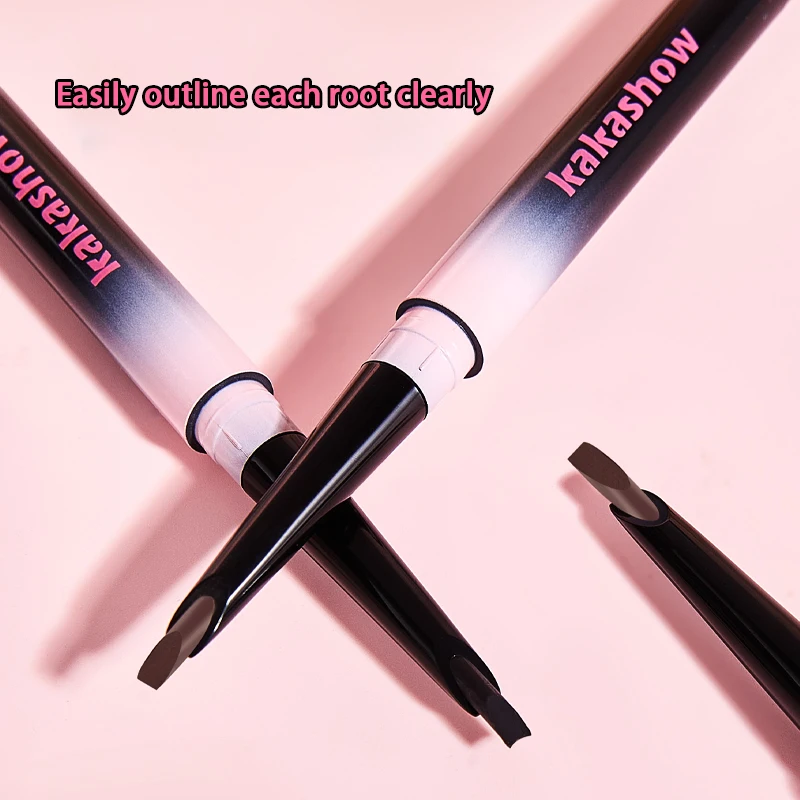 防水面取り両端アイブロウペン ブラシ付き - 色がつきやすく、長持ちするナチュラルアイブロウメイクアップ