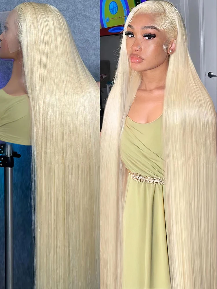 40 Inch Blonde Human Hair Wig 613 Hd Lace Frontal Wig 13x6 Pre Plucked 250 Density Brazilian Straight Lace Front Human Hair Wigs