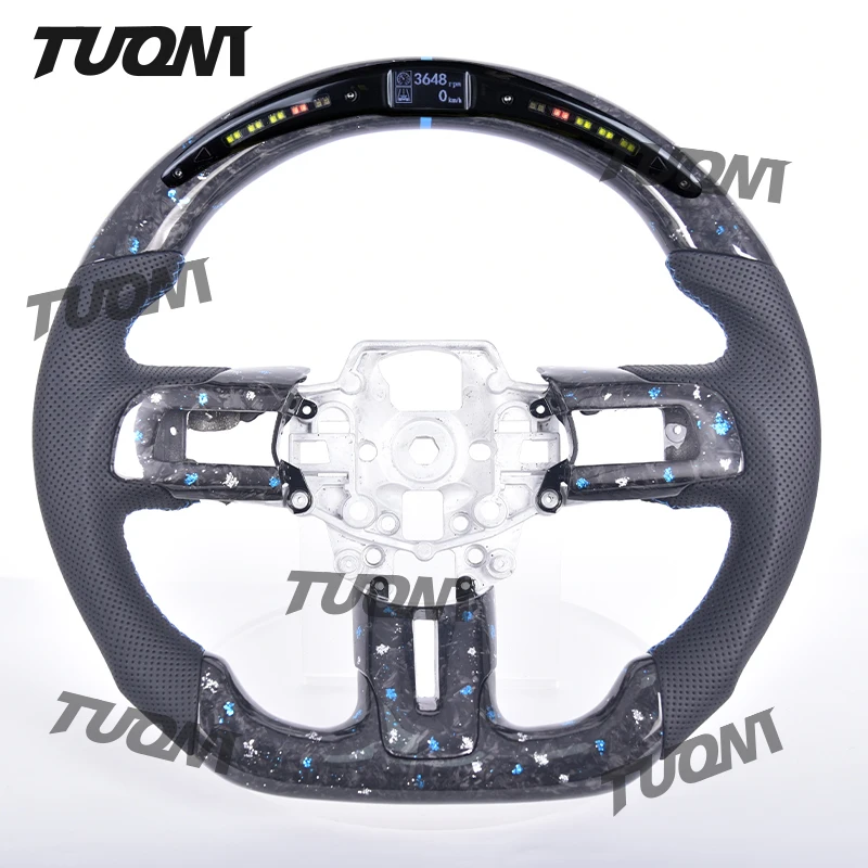 

LED Forged Carbon Fiber Steering Wheel For Ford Mustang GT350 GT500 V6 Ecoboost Shelby GT Hydro-Dip Personalized Customized