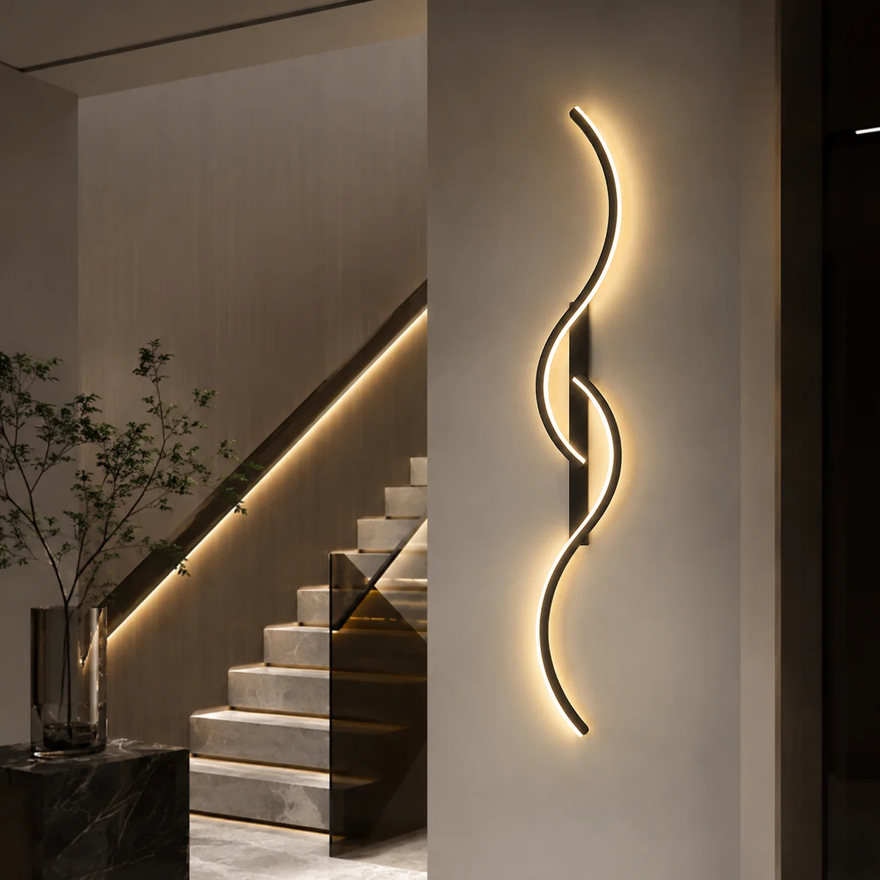 Modern LED Wall Lamp Dimmable 3 Color Wall Sconce Aluminum Long Strip Light for Bedroom Bedside Living Room Sofa Hallway Decor