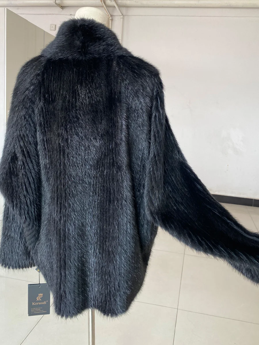 เสื้อโค้ทขนมิงค์แท้คุณภาพสูง HDHOHR 2025 สำหรับผู้หญิง ฤดูหนาว อุ่นสบาย ตกแต่งด้วยขนมิงค์ถัก แจ็คเก็ตขนมิงค์แท้ แฟชั่นสำหรับผู้หญิง