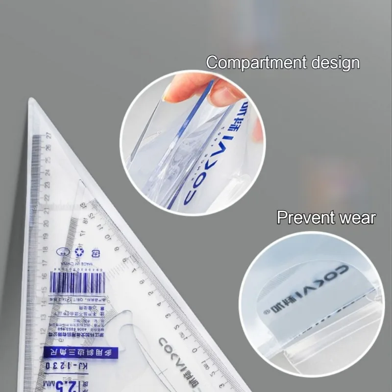 2Pcs/Set Multifunctional Triangle Ruler 30/45 Degree Measurement Angle Isosceles Triangle Ruler Geometry Students Drafting Tool