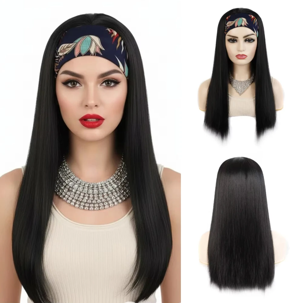 

GAKA Синтетические прямые парики с запахом для женщин, длинные светлые винно-черные повязки на голову, парик