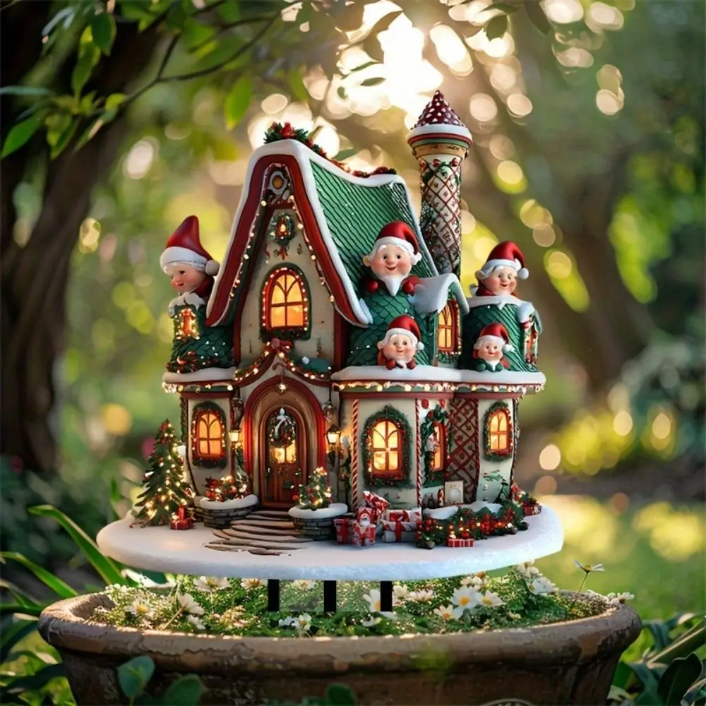 

New Acrylic Yard Signs Christmas Elf House Outdoor Courtyard Decoration Plugs Waterproof Wear-resistant Garden Stake
