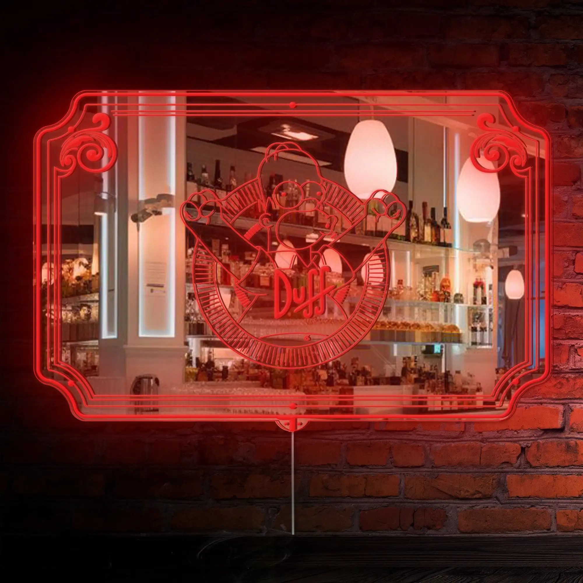 Duff Beer Simpson RGB LED Neon Sign with Elegant Mirror Backing