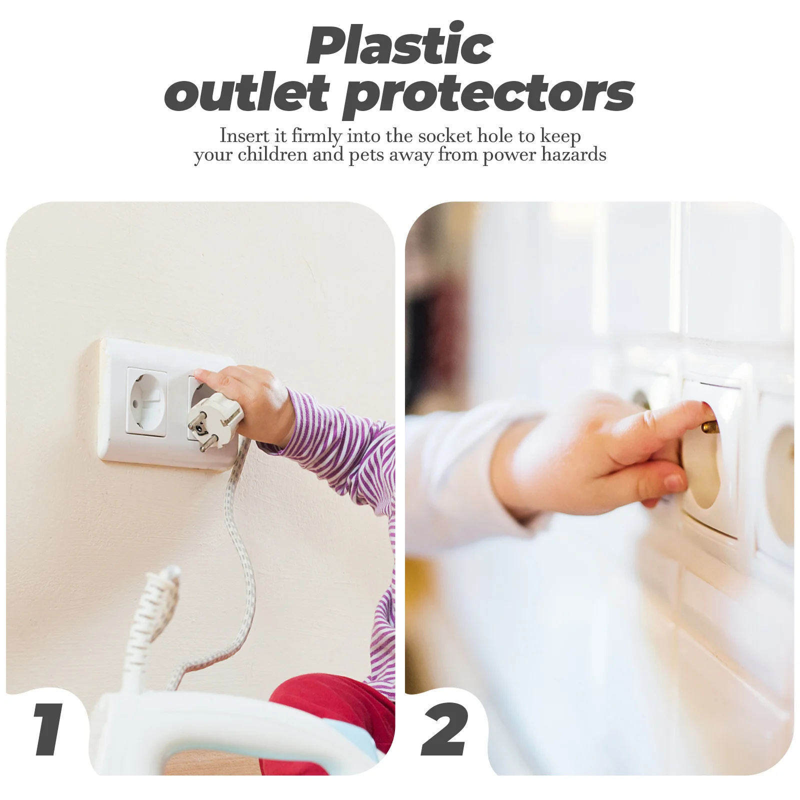 

20pcs Plastic Lids Plug Childproof For Kids Baby Safety Outlet Protectors Socket Covers For European 2 Prong Outlets Wall Socket