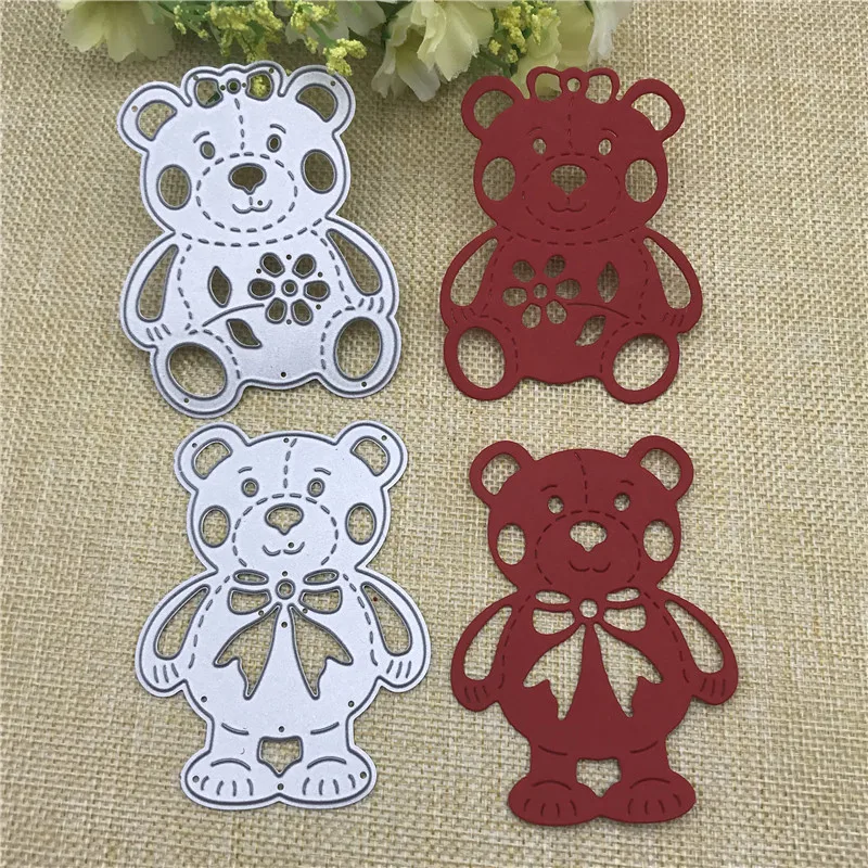 

2pcs/set Lively Bear Designs Metal Cutting Dies Stencils for Scrapbooking Embossing Album Paper Card Craft