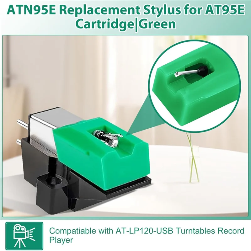 Сменный стилус FULL-ATN95E для AT95E для проигрывателей проигрывателей Technica AT-LP120-USB AT93, AT3400, AT3450, картриджи