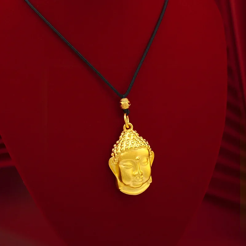 9999 Real Gold 24K Gold Edition Men's and Women's Buddha Head Pendant Boutique 3D Buddha Head Necklace Pendant