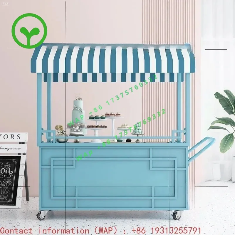 【Factory Price】Stall Trolley, Internet Celebrity Float, Stall Cart, Market Stall Trolley, Outdoor Ice Powder Mobile Sales Cart,