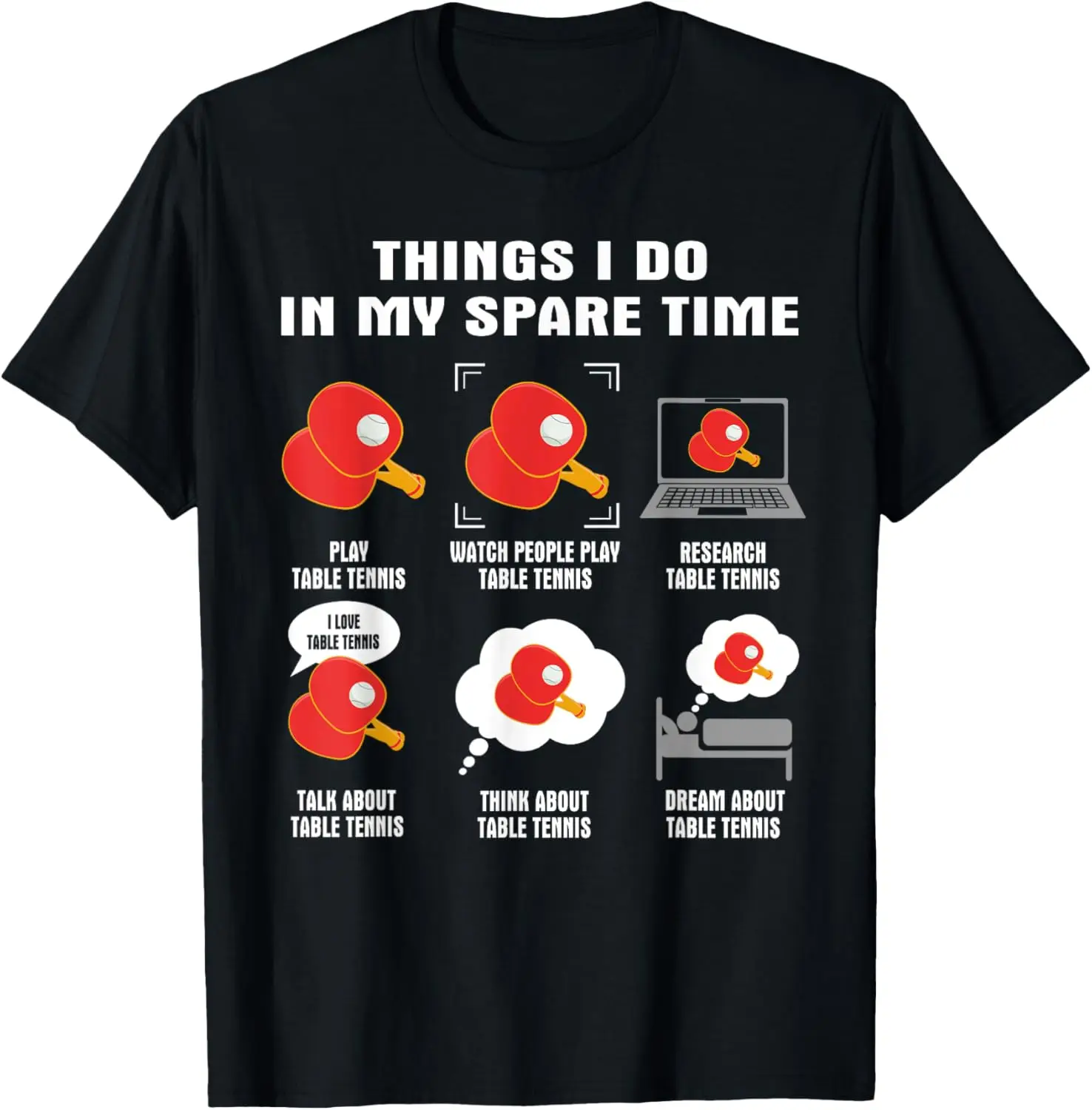 6 Things I Do in My Spare Time - Table Tennis Player T-Shirt Mens Clothing Y2k  Casual Funny Shirt Camisas Streetwear