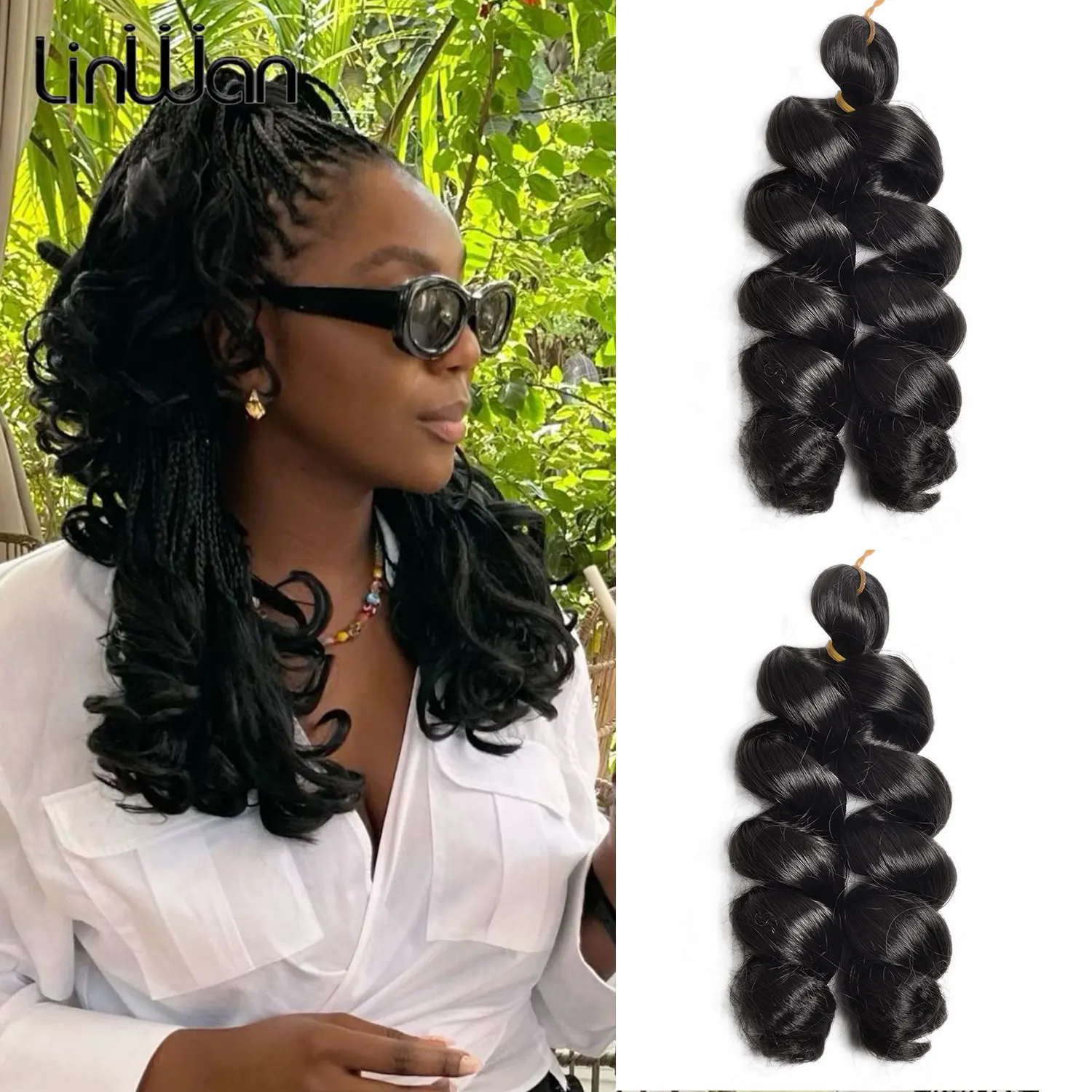 Boucles synthétiques en spirale au Crochet, Extensions capillaires tressées Loose Wave, boucles françaises pré-étirées, tresses ombrées pour femmes