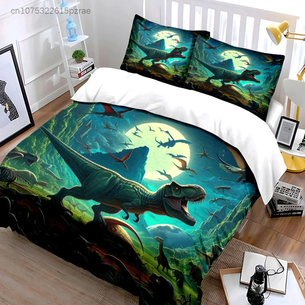 "Dinosaurs Adventure Decor Set" Multiple Sizes kid's And adults' Bedroom Exquisite 3PC Bedding set, Gift