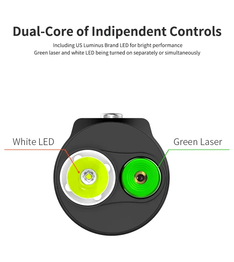 Doppio interruttore a pressione torcia subacquea J2 con Laser verde, LED ad alta potenza Led 18650 torcia a batteria ricaricabile due interruttori facili