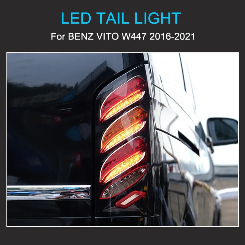 1 زوج مصباح ليد خلفي الجمعية لبنز فيتو W447 2016-2021 الضوء الخلفي التوصيل والتشغيل مع LED الديناميكي تحول أضواء خلفية