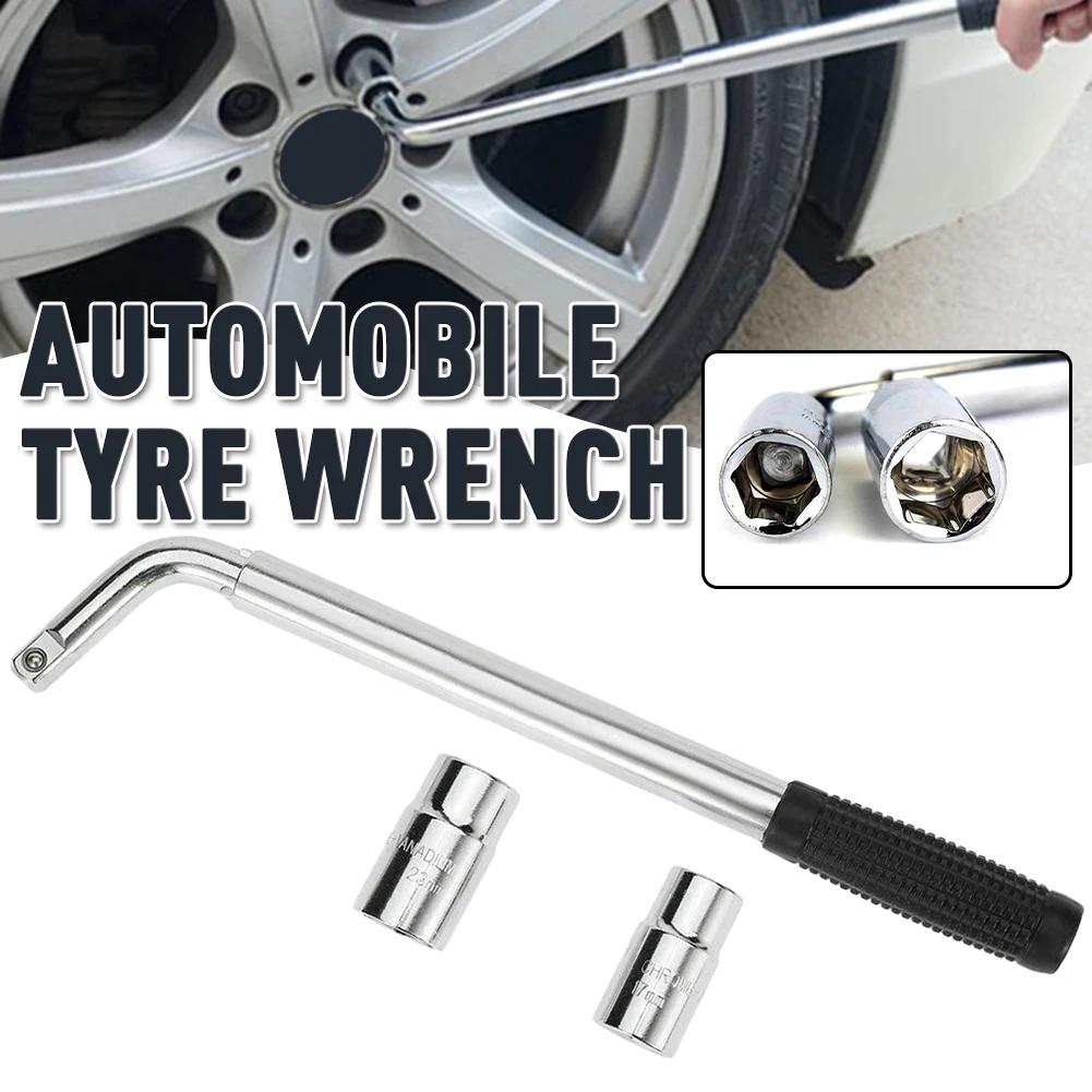 Telescoping L Type Socket Wrench Crowbar Tire Wheel Lug Nut Wrench Handheld Non-Slip Tire Repair Spanner Car Maintenance Tools