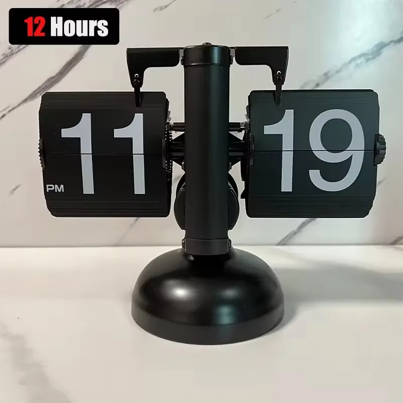 Retro 12H 24H Flip Down Clock European Automatic Page Turning Mechanical Time Clocks desktop Room Office Decor Home Toys Gift