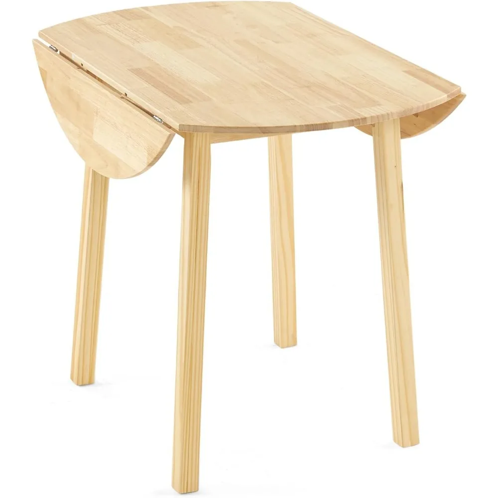 35" Solid Wood Folding Dining Table, Drop Leaf Kichen Dining Room Desk for Small Spaces, Small Kitchen, Expandable Foldin