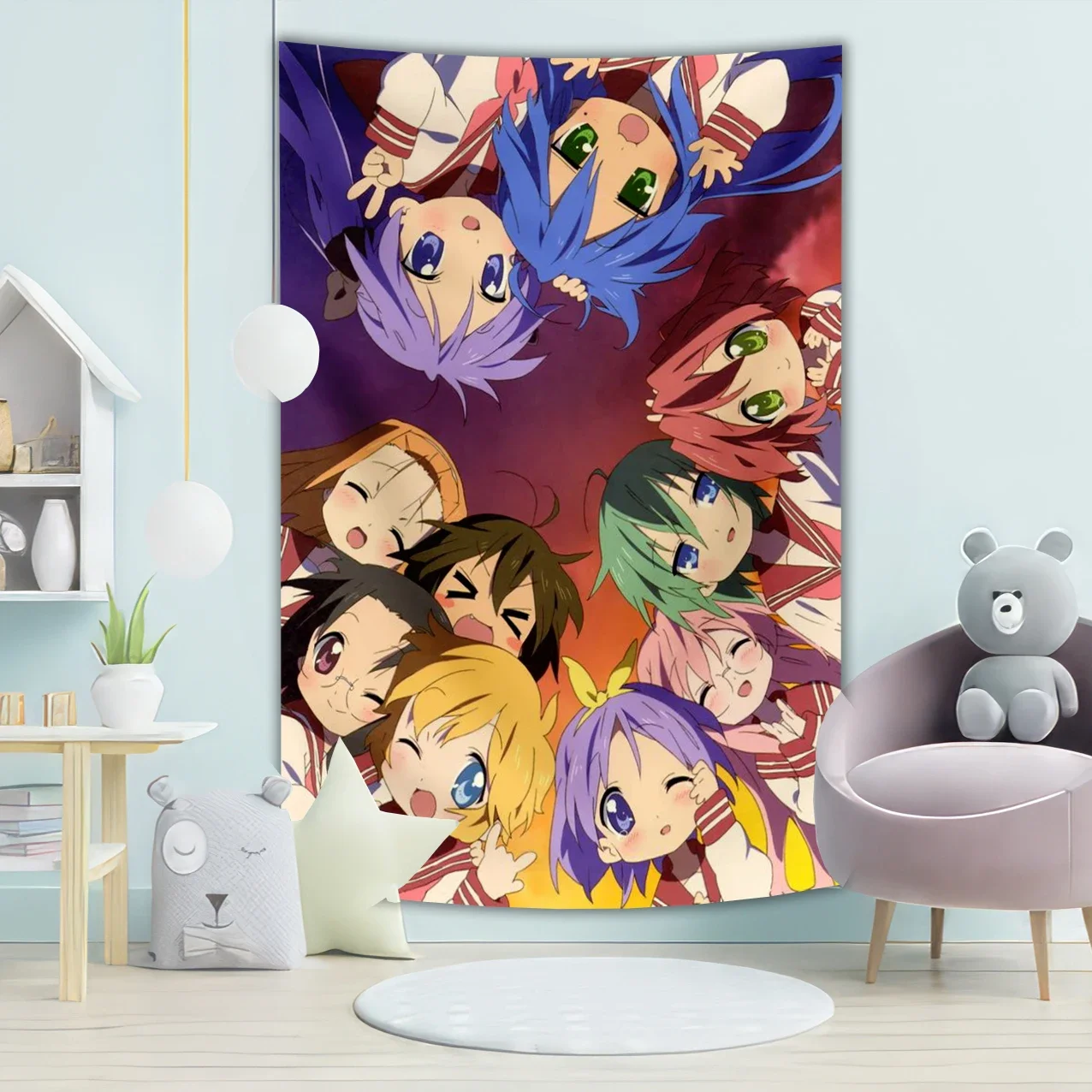 Kawaii Anime Tapestries Lucky Star Izumi Konata Wall Hanging Carpets Bedroom Background wand decoratie boho room decor aesthetic