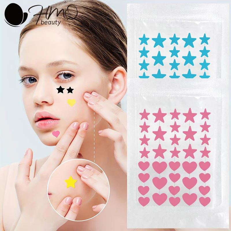 

240pcs Colorful Acne Treatment Stickers Cute Star Heart Shaped Invisible Hydrocolloid Anti-Acne Patches Skin Care Makeup Tools