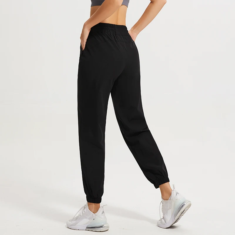 Woven Jogger Pants Woman Summer Basketball Drawstring Elastic Waist Gym Sweatpants Quick Dry Nylon Yoga Joggers For Women