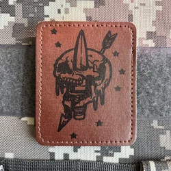 Skull Tactical Patch Hook and Loop PU Leather Morale Badge Pierced Skull Patches Military Armband Backpack Death Sticker