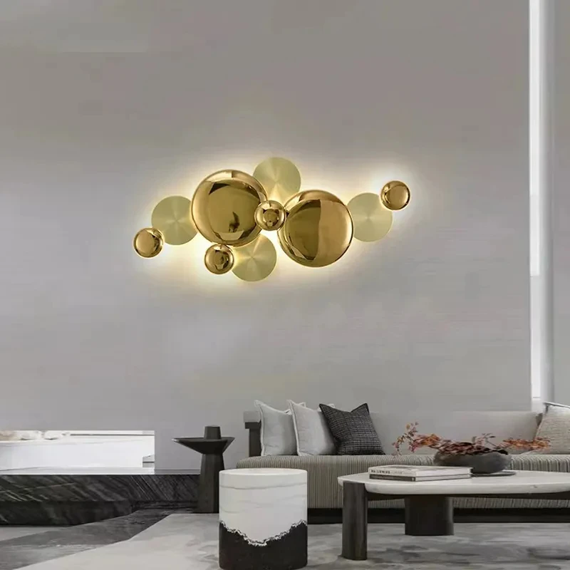 

Artistic Luxury Wall Lamp Postmodern LED Copper Disc Home Decoration Interior Lighting Fixtures for Living Room