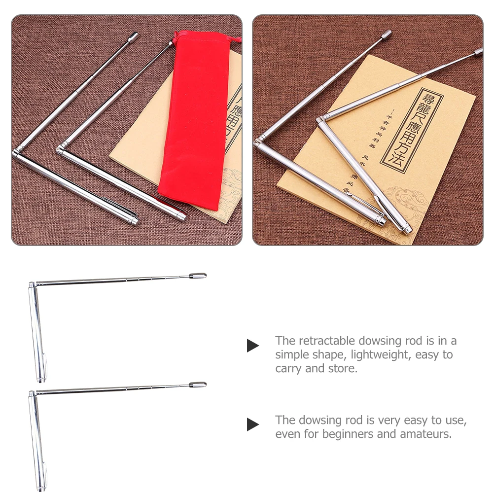 

2Pcs Stainless Steel Dowsing Rods Lightweight Retractable Divining Probes for Home Outdoor Water Detection Amateur Metal Finding