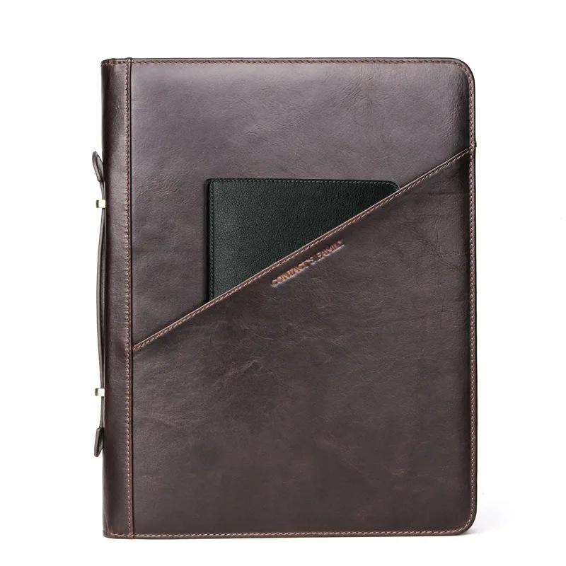 Crazy Horse Cowhide Multifunctional Computer Bag Can Hold A4 Paper 12.9-inch IPad Protective Cover
