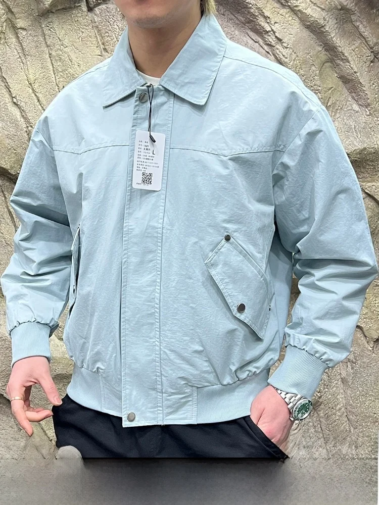 

Мужская модная куртка Harrington Series с воротником, для повседневной носки, новинка, приталенный крой, длинный рукав, на молнии, из смесового хлопка
