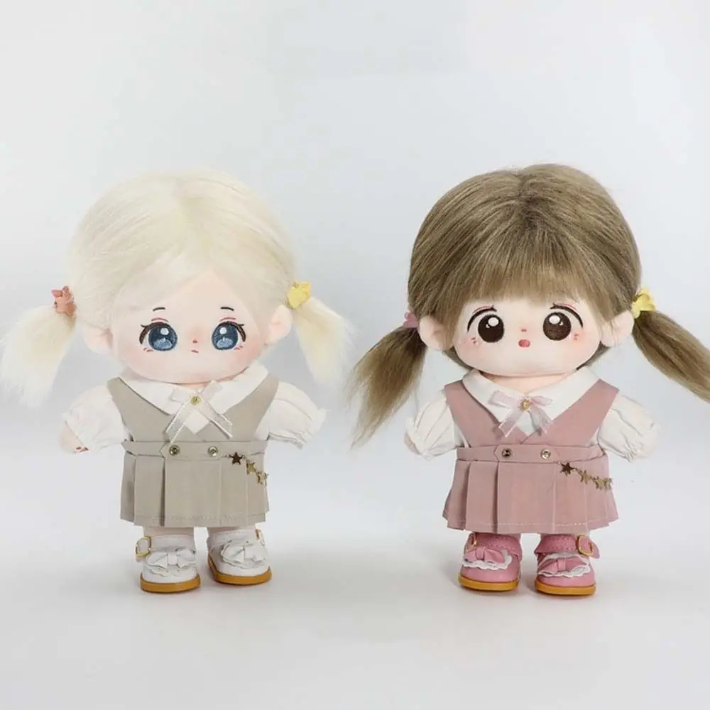 

T-shirt 20cm Doll Clothes Dress Up Academy Uniform Cotton Dolls Outfit Skirt Dresses Stuffed Dolls Doll Uniform Set