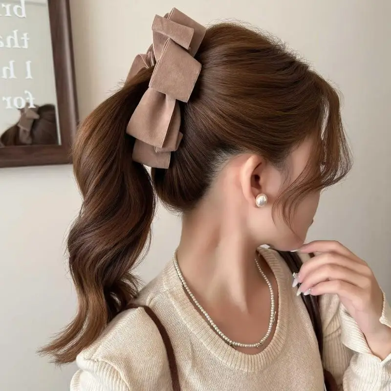 Hochwertige mehrschichtige Schleifen-Bananenklammer Haarnadel Pferdeschwanz-Haarspangen Kopfbedeckung Haarschleifen für Mädchen Haaraccessoires – Detail 3